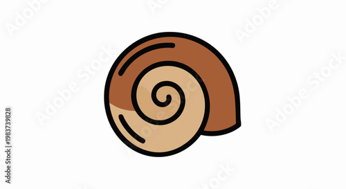 Stylized Snail Shell Illustration with Brown and Beige Tones.