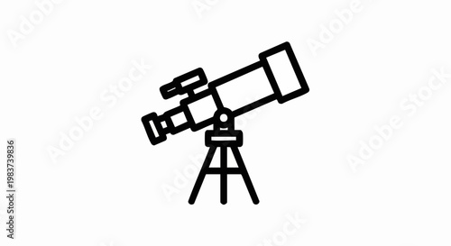 A black and white illustration of a telescope.