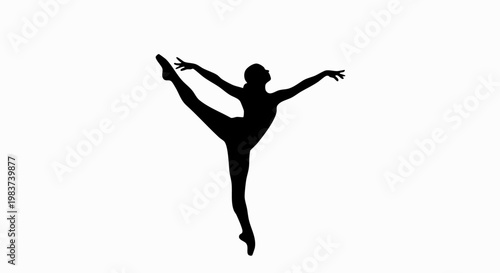 Silhouette of a ballerina in arabesque pose.