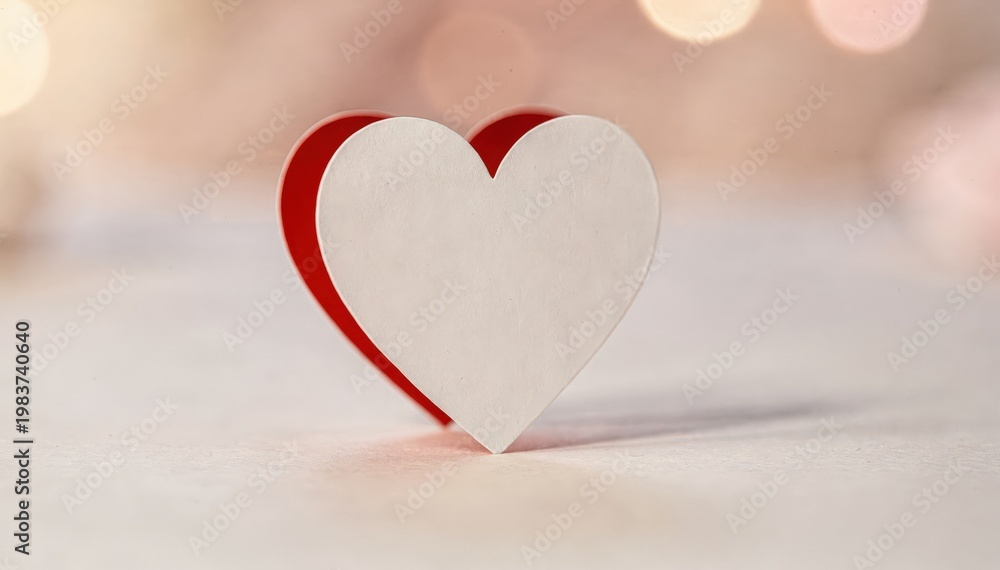 Fototapeta premium Medium shot of heartshaped diecut card with vibrant red edges and soft blurred background highlighting its romantic design