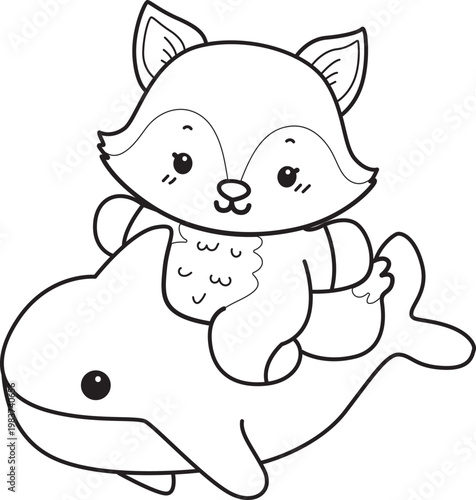 Coloring pages of Cute set of Fox sticker with activity. Outline of Fox with variation of activity