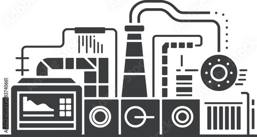 Industrial manufacturing plant showing automated machinery and heavy production lines for modern smart factory processes