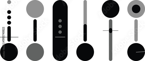 Set of various UI interface slider controls and adjustment toggles for modern application user experience systems