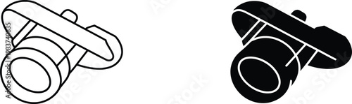 Isometric security camera icons showing modern surveillance equipment for monitoring public areas and private commercial properties