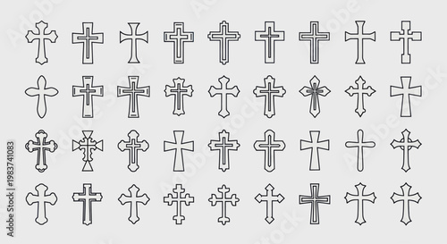 Collection of various Christian cross designs and religious symbols.
