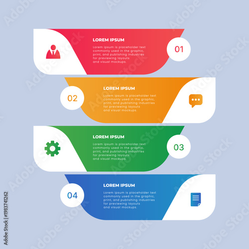 4 step colorfull infographics design template with number and icon