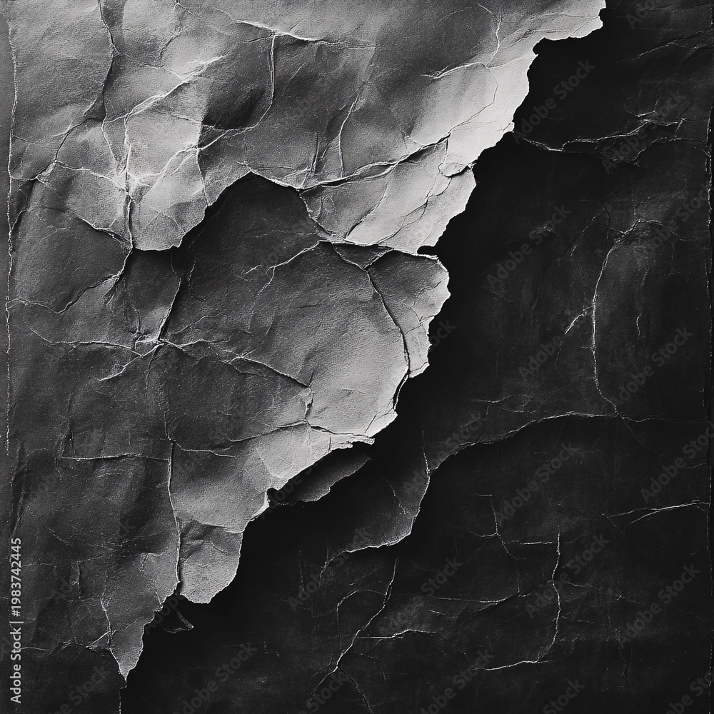 Naklejka premium Dramatic light and shadow highlight abstract crumpled paper texture