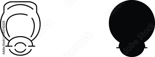 Pair of modern minimalist toilet bowl icons featuring linear and solid silhouette styles for bathroom renovation