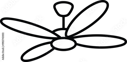 Modern ceiling fan with four aerodynamic blades for residential indoor air cooling and ventilation system solutions