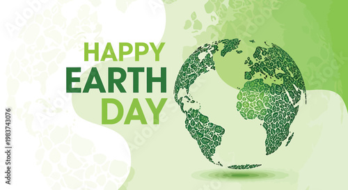 Earth Day, eco friendly, green globe, environmental awareness, vector illustration