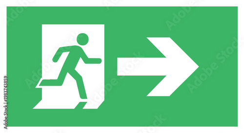 Emergency Exit Sign with Running Man Icon