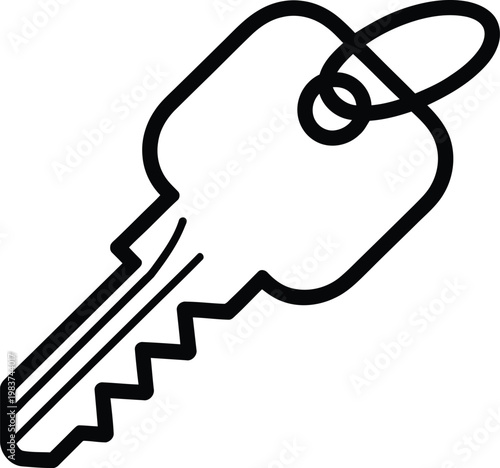 Metal house key icon representing home security access and unlocking property doors for new homeowners