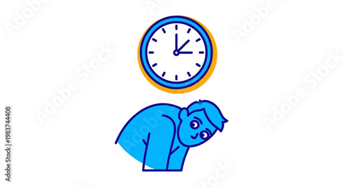 cartoon man dealing with heavy time pressure and stress under a clock symbolizing deadlines and overwork.