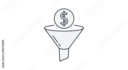 financial funnel business concept illustrating money flow and revenue generation ideal for investment strategies and economic growth
