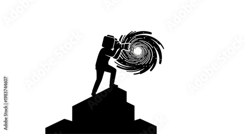 Silhouette of a person on a pedestal.