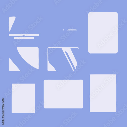 Illustrazione vettoriale minimalista di dispositivi tecnologici su sfondo blu pastello