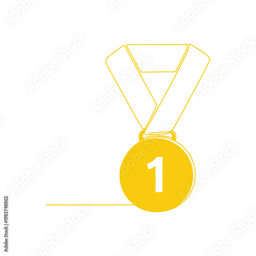 gold medal illustration depicting first place victory ideal for sports achievement themes