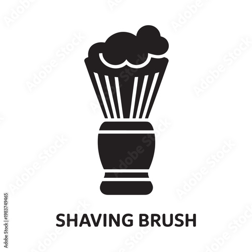 Simple black silhouette of a shaving brush with dense bristles