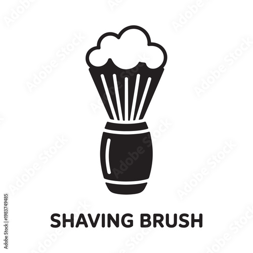 A simple black and white illustration of a classic shaving brush