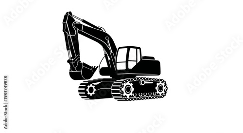 Black silhouette of an excavator machine.