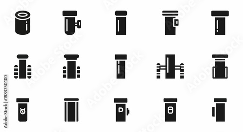 Coffee Mug Icons, Black and White Vector Set, 15 Coffee Cup Symbols