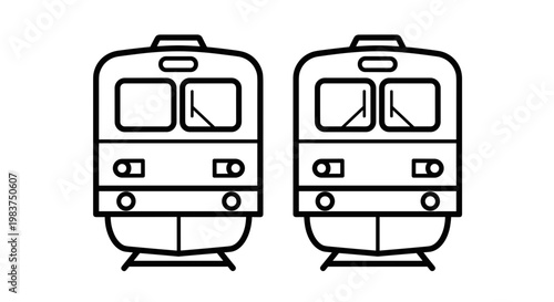 A minimalist vector illustration of two train cars in a simple line art style