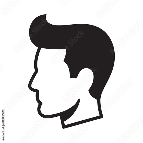 Quadro em tela Simple black silhouette depicting a man s face and classic hairstyle