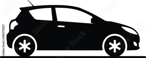 Small hatchback car silhouette vector icon isolated on white background for automotive design projects