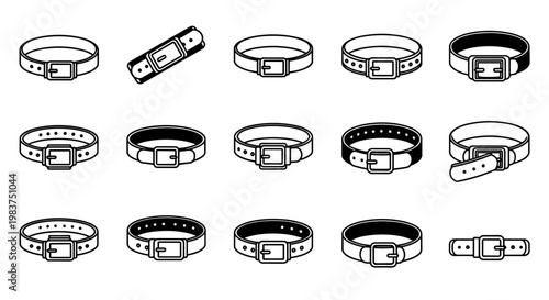 A collection of various watch bands in a minimalist line art style