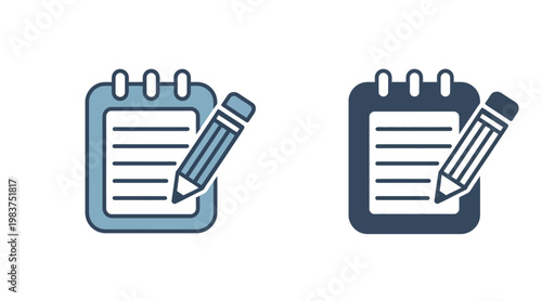 Note icon vector illustration set, notepad and memo symbols representing writing, reminders, task lists, documentation, office notes, and digital UI/UX interface design elements for apps and websites