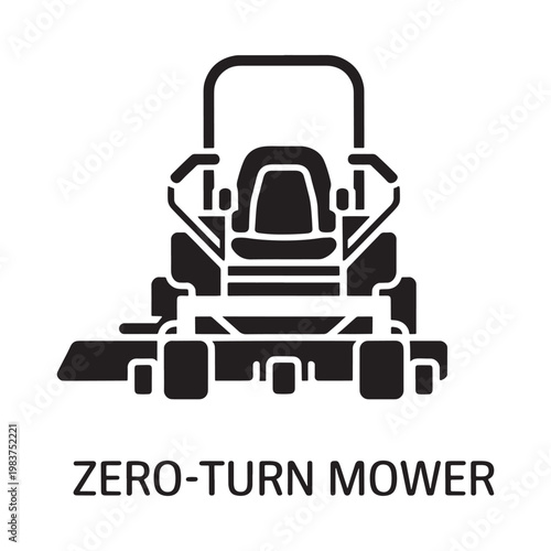 Valokuva Simple black silhouette illustration of a zero turn riding lawn mower