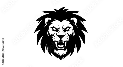 Foto Aggressive Lion Head Graphic Icon with Open Mouth and Sharp Teeth