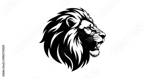 Tableau sur toile Black and white roaring lion head icon for business and sports logos