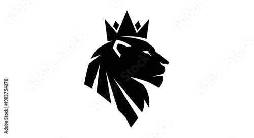 Black Lion Head with Crown Logo Symbolizing Power and Royalty