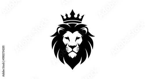 Black Lion Head with Crown Logo Symbolizing Royalty, Power, and Strength