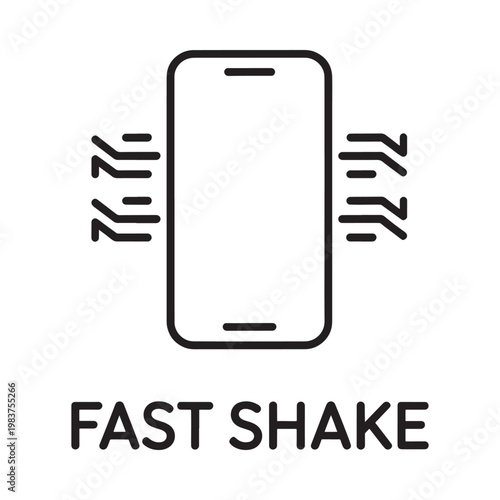 A smartphone icon with shaking arrows and the text fast shake