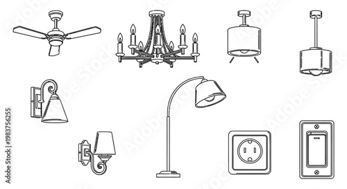 collection of various home lighting fixtures and electrical components