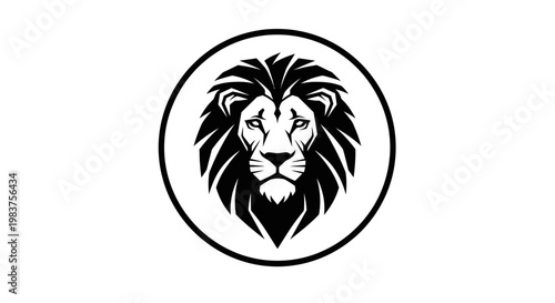 Bold Black and White Lion Emblem, Symbolizing Power, Strength, and Leadership