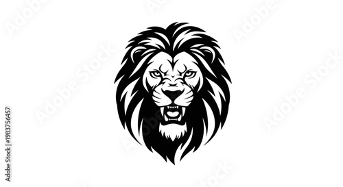 Ferocious Lion Head Roaring Icon Symbolizing Power and Strength