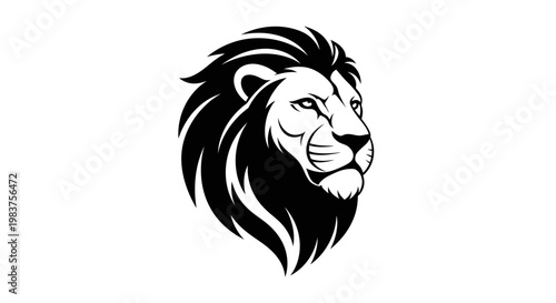 Bold Black and White Lion Head Graphic for Business and Sports