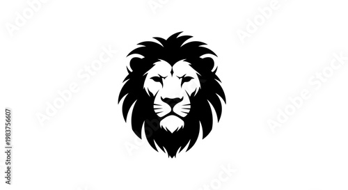 Bold Black Lion Head Emblem Design Majestic Animal Symbol