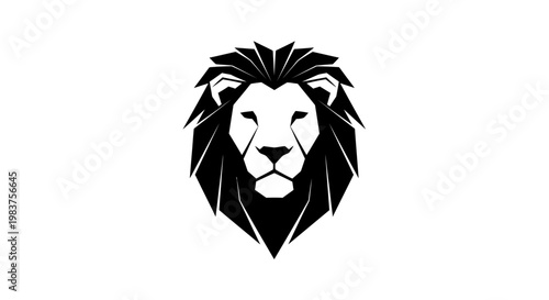 Geometric Lion Head Logo Silhouette Symbolizing Strength and Royalty