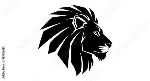 Bold Black Lion Head Icon Symbolizing Strength and Power