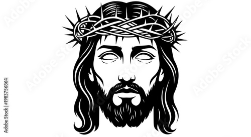 Jesus Christ with Crown of Thorns, Religious Symbolism and Faith Icon