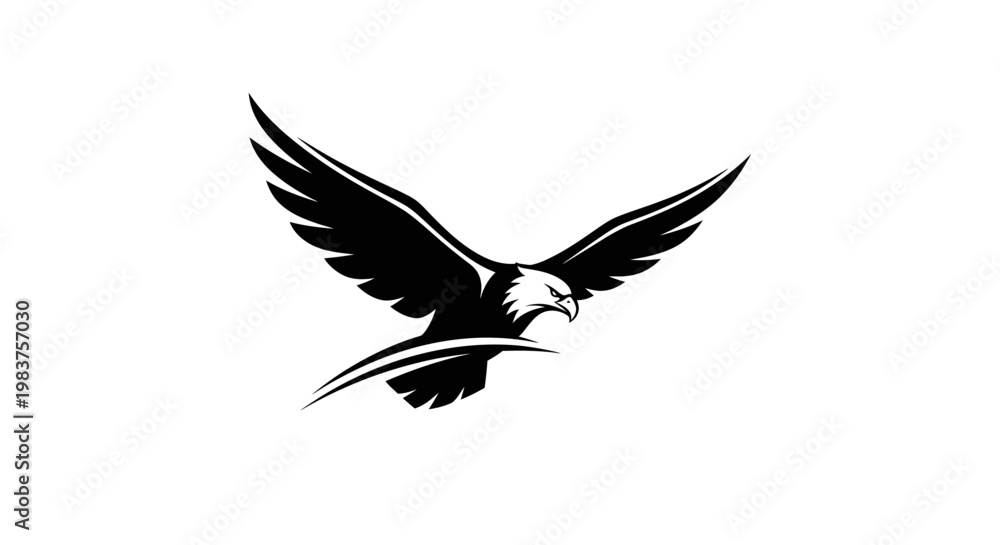 Fototapeta premium Majestic Black Eagle Emblem with Sharp Talons and Wings Spread Wide