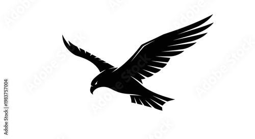 Majestic Black Eagle Emblem in Flight Silhouette, Symbol of Power and Freedom