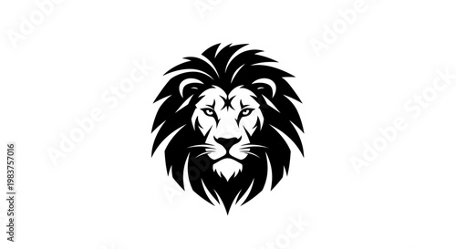 Majestic Black Lion Head Emblem Graphic Design Symbolizing Power