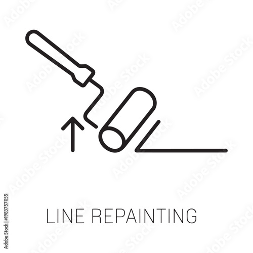 Line repainting a simple icon depicting road marking application
