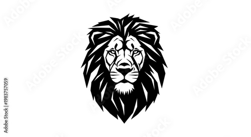 Majestic Black Lion Head Emblem Graphic Symbolizing Power, Courage, and Royalty