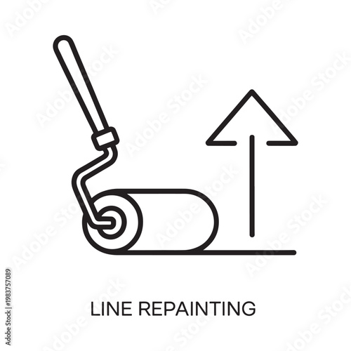 Line repainting icon a paint roller and upward pointing arrow displayed